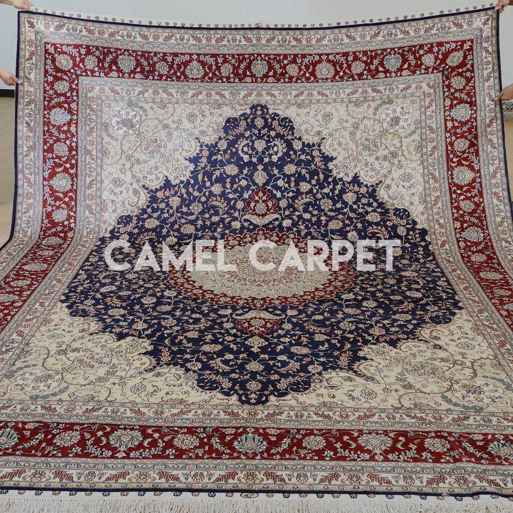 Hand Knotted Silk Thin Rugs for Living Room