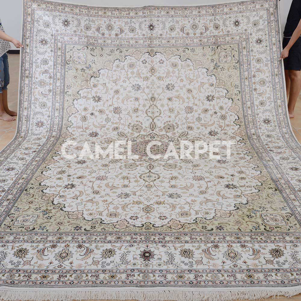 White Persian Hand Knotted Pattern Area Rug